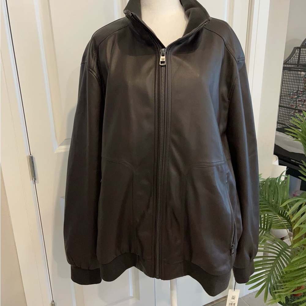 Calvin Klein Dark Brown Leather Jacket